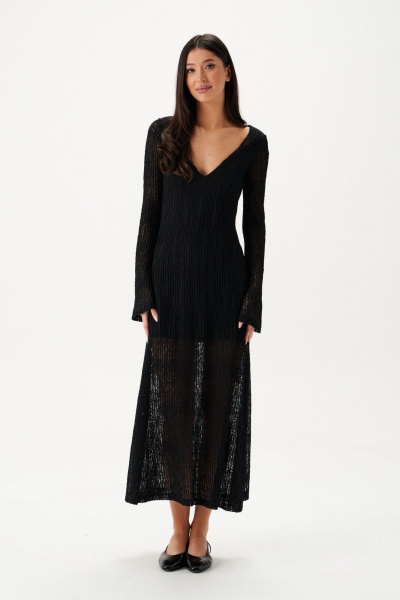 Макси-платье с ажурным трикотажем и V-образным вырезом ANNETE A3644 - фото 1