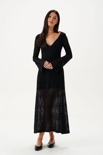 Макси-платье с ажурным трикотажем и V-образным вырезом ANNETE A3644 - фото 5