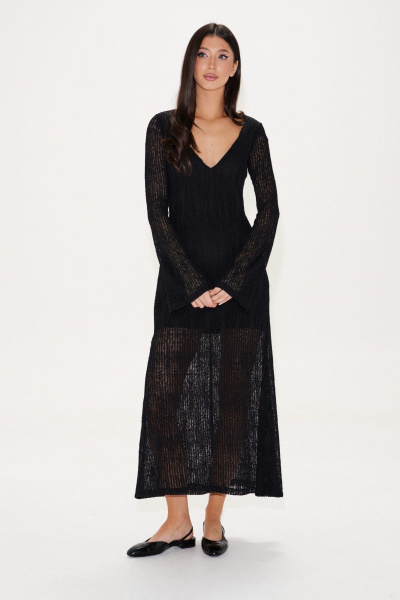 Макси-платье с ажурным трикотажем и V-образным вырезом ANNETE A3644 - фото 4