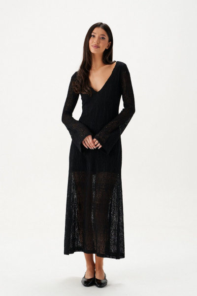 Макси-платье с ажурным трикотажем и V-образным вырезом ANNETE A3644 - фото 2