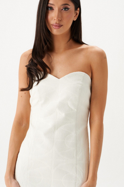 Белое миди-платье из эко-кожи с вышивкой ANNETE A3645 - фото 4