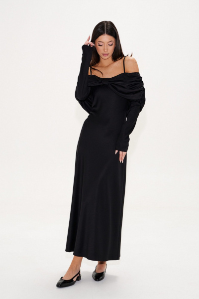 Трикотажное платье макси с декором и воротником ANNETE A3646 - фото 5