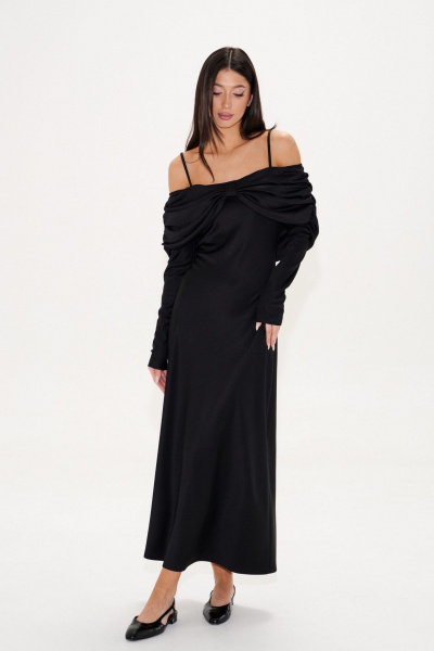 Трикотажное платье макси с декором и воротником ANNETE A3646 - фото 4