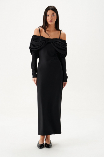 Трикотажное платье макси с декором и воротником ANNETE A3646 - фото 1