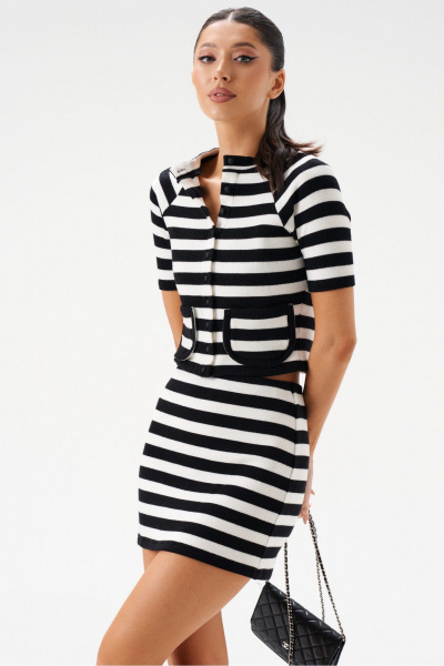 Комплект джемпера и юбки из полосатого трикотажа ANNETE A4259 - фото 3