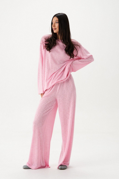 Розовый комплект из джемпера и брюк с свободным кроем ANNETE A4269/1 - фото 3