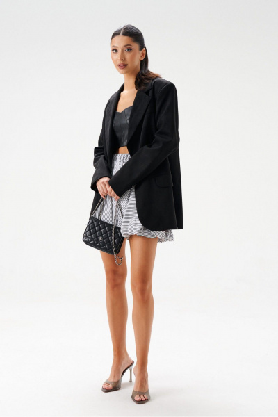 Жакет из эко-замши черный с классическим фасоном и пуговицами ANNETE A5326/4 - фото 7