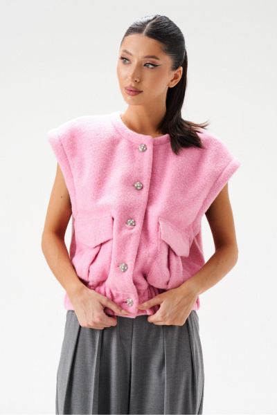 жилет прямого кроя из теплого полотна с накладными карманами ANNETE A5331 - фото 6