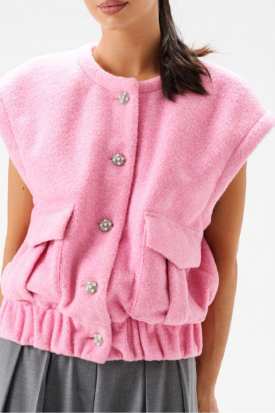 жилет прямого кроя из теплого полотна с накладными карманами ANNETE A5331 - фото 3