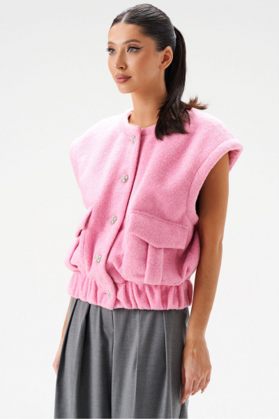 жилет прямого кроя из теплого полотна с накладными карманами ANNETE A5331 - фото 2