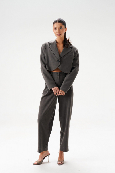 Укороченный жакет из костюмной ткани с полоской ANNETE A5347 - фото 1