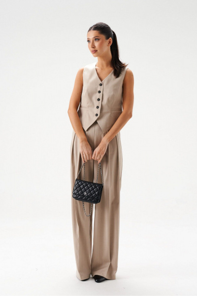 Жилет из полосатого текстиля с фигурным низом ANNETE A5374 - фото 4