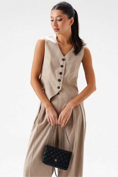 Жилет из полосатого текстиля с фигурным низом ANNETE A5374 - фото 1