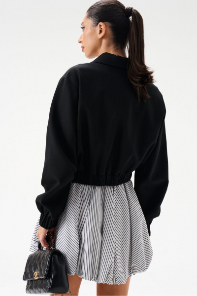 Круглогодичный черный укороченный жакет с резинкой ANNETE A5401 - фото 7