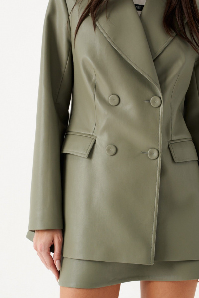 Деловой жакет из эко-кожи с лацканами ANNETE A5414 - фото 4