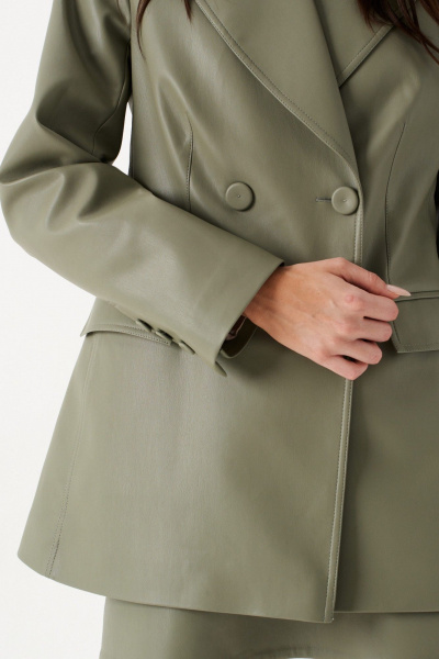 Деловой жакет из эко-кожи с лацканами ANNETE A5414 - фото 3