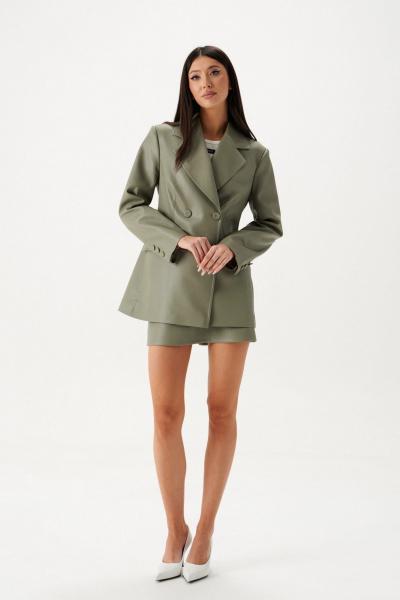 Деловой жакет из эко-кожи с лацканами ANNETE A5414 - фото 2