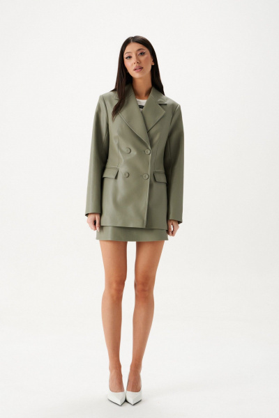 Деловой жакет из эко-кожи с лацканами ANNETE A5414 - фото 1