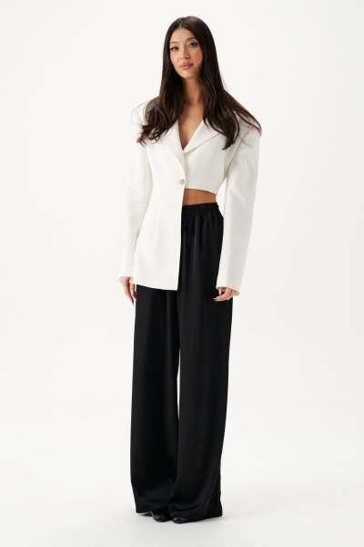 Жакет комбинированный белый с укороченной и удлиненной частью ANNETE A5425 - фото 1