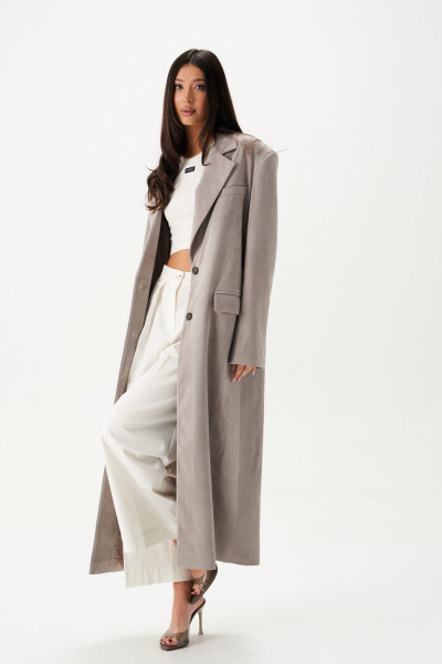 Жакет из имитации замши прямой свободный с карманами ANNETE A5430/2 - фото 4