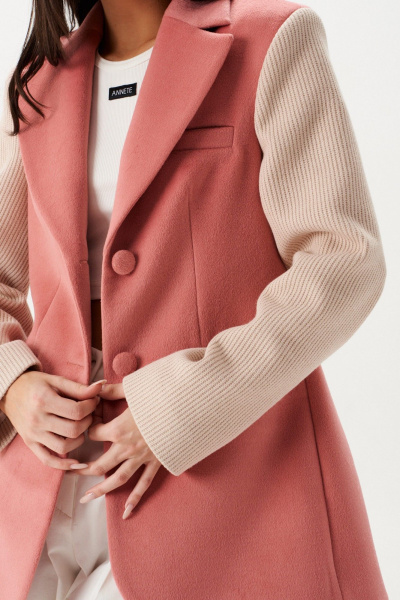 Жакет пальтовый прилегающий двухцветный с карманами ANNETE A5433/1 - фото 8