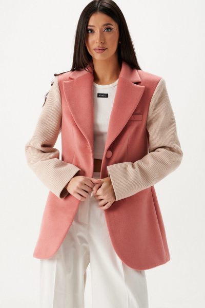 Жакет пальтовый прилегающий двухцветный с карманами ANNETE A5433/1 - фото 7