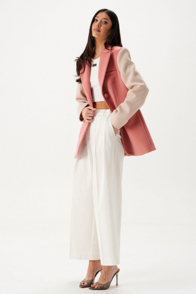 Жакет пальтовый прилегающий двухцветный с карманами ANNETE A5433/1 - фото 5