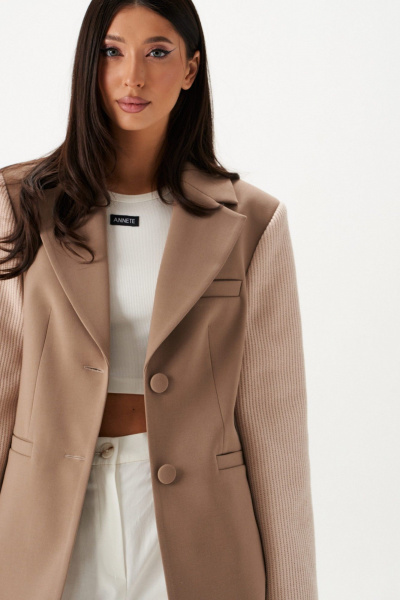 Жакет из пальтовой ткани прилегающий с лацканами ANNETE A5433/2 - фото 4