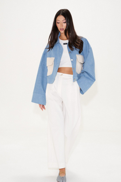 Жакет короткий на каждый день из джинса с карманами ANNETE A5436 - фото 4