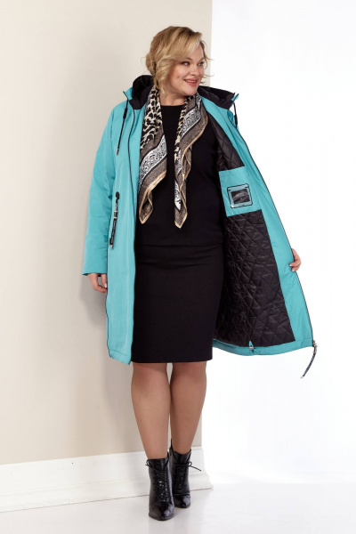 Бирюзовая демисезонная куртка на синтепоне с капюшоном и карманами Shetti 2181 ментол - фото 5