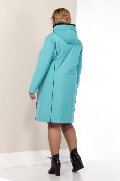 Бирюзовая демисезонная куртка на синтепоне с капюшоном и карманами Shetti 2181 ментол - фото 4