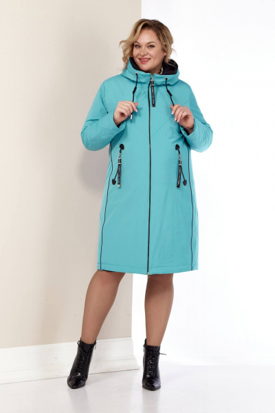 Бирюзовая демисезонная куртка на синтепоне с капюшоном и карманами Shetti 2181 ментол - фото 3