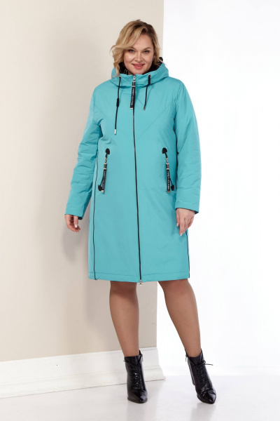 Бирюзовая демисезонная куртка на синтепоне с капюшоном и карманами Shetti 2181 ментол - фото 2