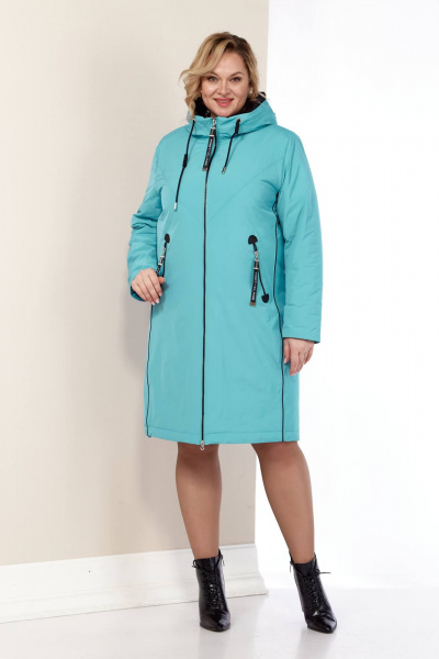 Бирюзовая демисезонная куртка на синтепоне с капюшоном и карманами Shetti 2181 ментол - фото 1