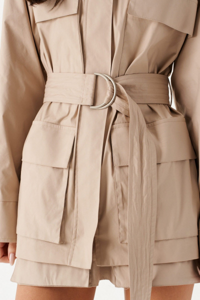 Длинный прямой жакет из текстиля с п оформить поясом ANNETE A5441 - фото 10