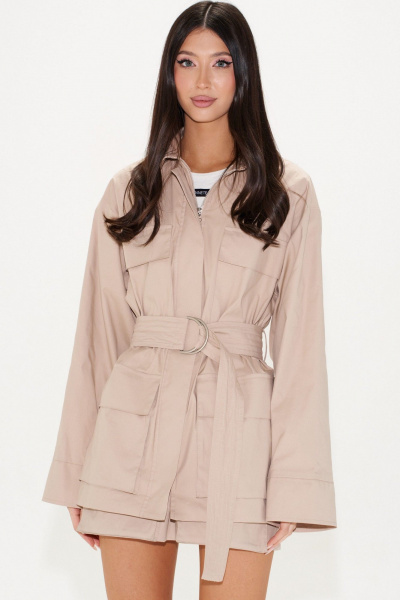 Длинный прямой жакет из текстиля с п оформить поясом ANNETE A5441 - фото 6