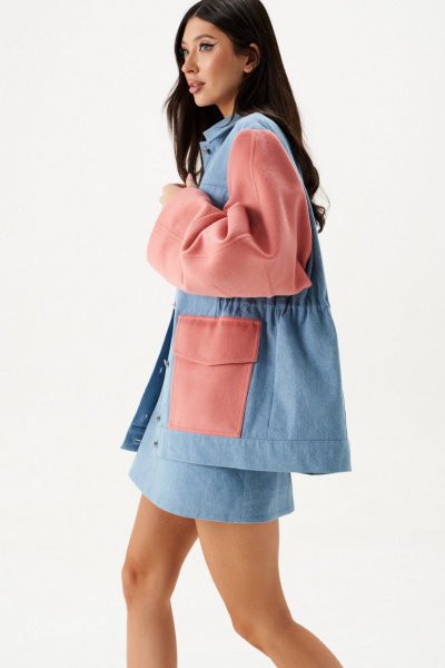 Жакет свободный светлый деним с пальтовыми рукавами ANNETE A5442 - фото 2