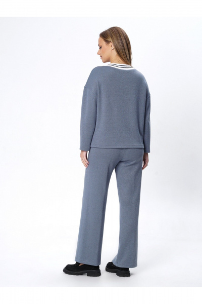 Синий костюм из трикотажа с широкими брюками и джемпером на каждый день Пинск-Стиль 209 джинс - фото 7