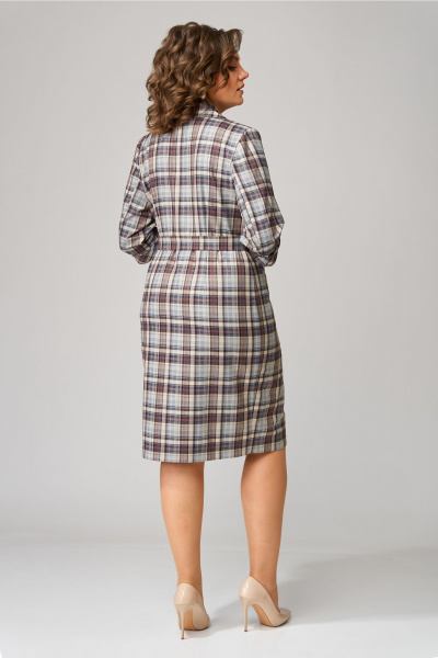 Мультиколорное платье с двубортной застежкой и карманами из текстиля Орхидея 1461 - фото 2