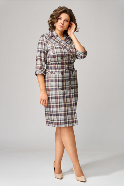 Мультиколорное платье с двубортной застежкой и карманами из текстиля Орхидея 1461 - фото 5