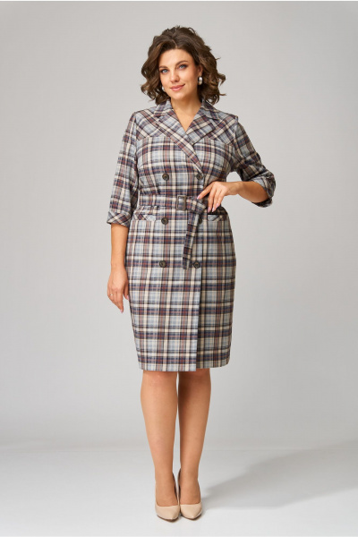 Мультиколорное платье с двубортной застежкой и карманами из текстиля Орхидея 1461 - фото 3