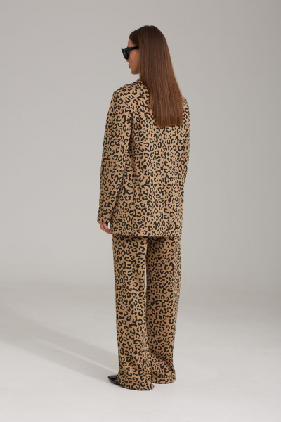 Коричневый комплект из брюк и жакета с леопардовым принтом N.O.W. 1482 - фото 6