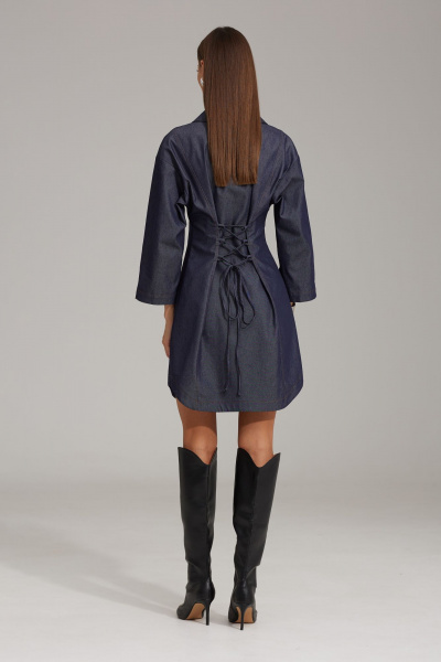 Джинсовое платье с воротником стойка и потайной застежкой N.O.W. 1488 - фото 2