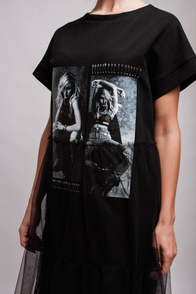 Платье свободного кроя с принтом и металлическими булавками BUNABOUTIQUE 2045 - фото 5