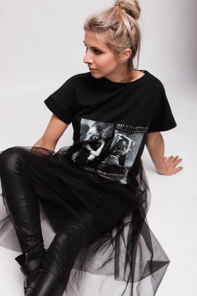 Платье свободного кроя с принтом и металлическими булавками BUNABOUTIQUE 2045 - фото 2