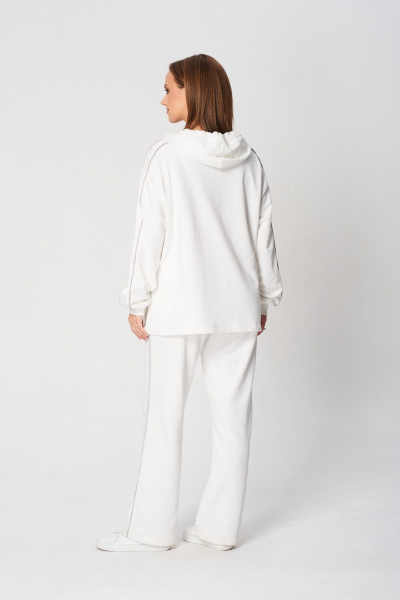 Демисезонный спортивный комплект из трикотажа с капюшоном и карманами Диомант 2039 молочный - фото 4