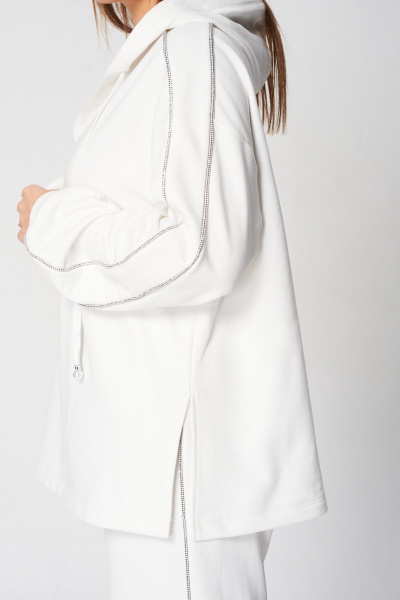 Демисезонный спортивный комплект из трикотажа с капюшоном и карманами Диомант 2039 молочный - фото 10