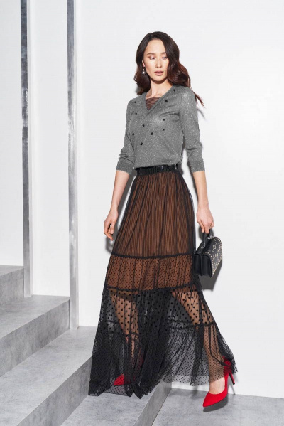 Демисезонный серый джемпер из вискозы длиной 60 см BURVIN 7227-78 1 - фото 1