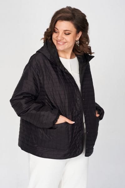 Демисезонная куртка из плащёвой ткани с капюшоном и застежкой на кнопки Диомант 2033 черный - фото 4