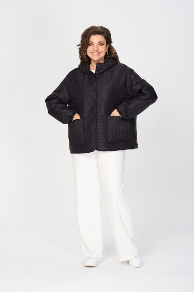 Демисезонная куртка из плащёвой ткани с капюшоном и застежкой на кнопки Диомант 2033 черный - фото 3